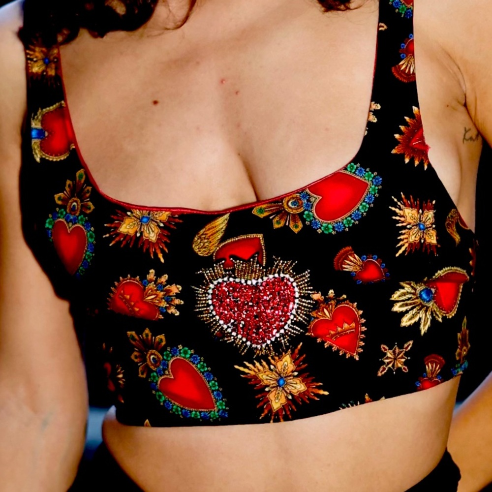 handmade lace up sacred heart corset